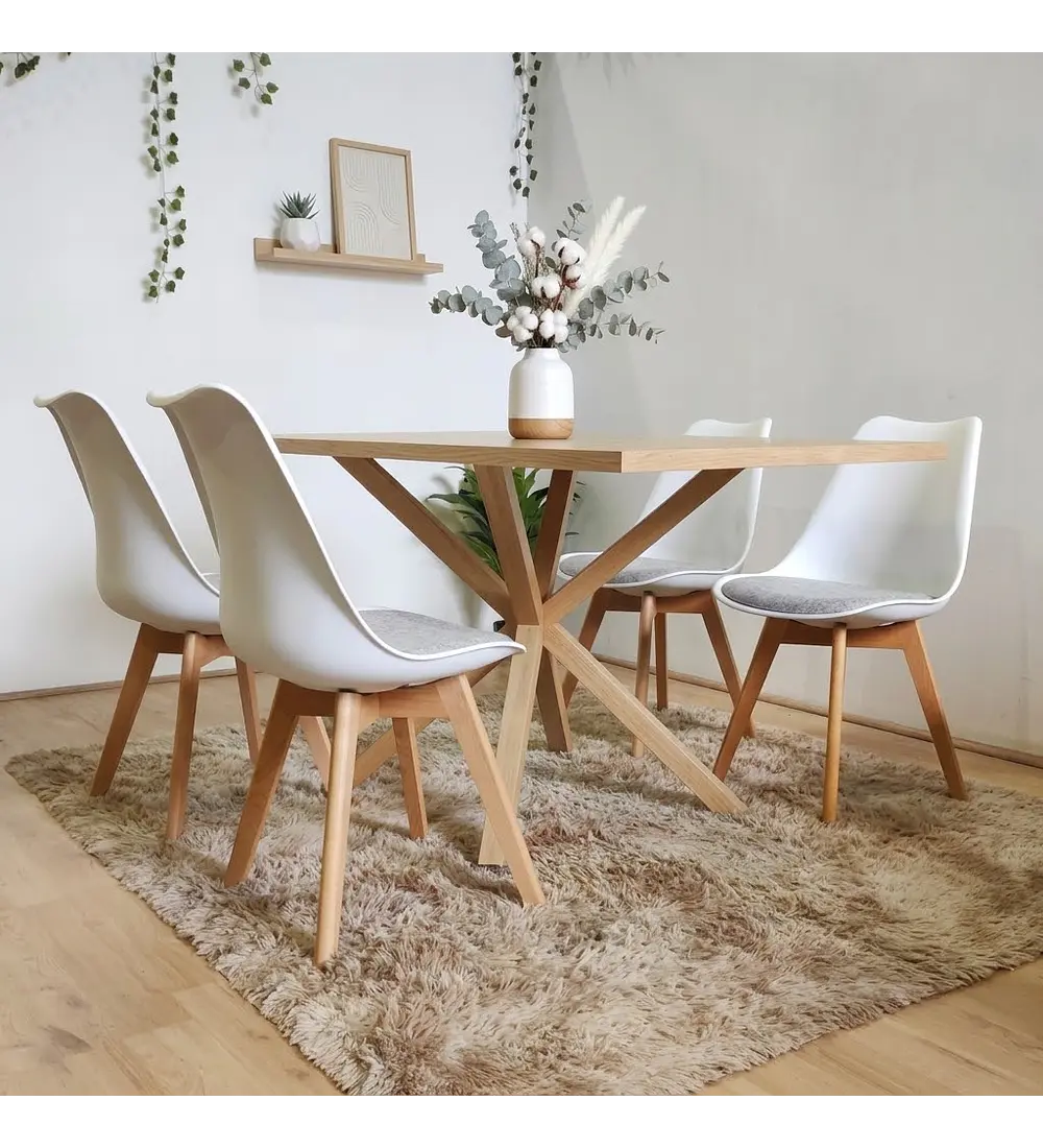 Comedor Madrid Natural  + 4 Sillas Tulip