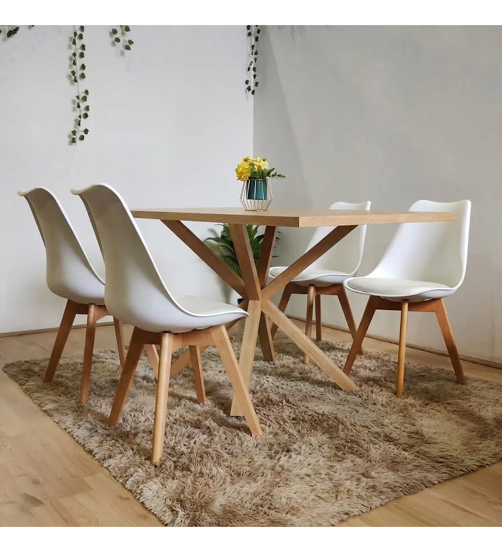 Comedor Madrid Natural  + 4 Sillas Tulip
