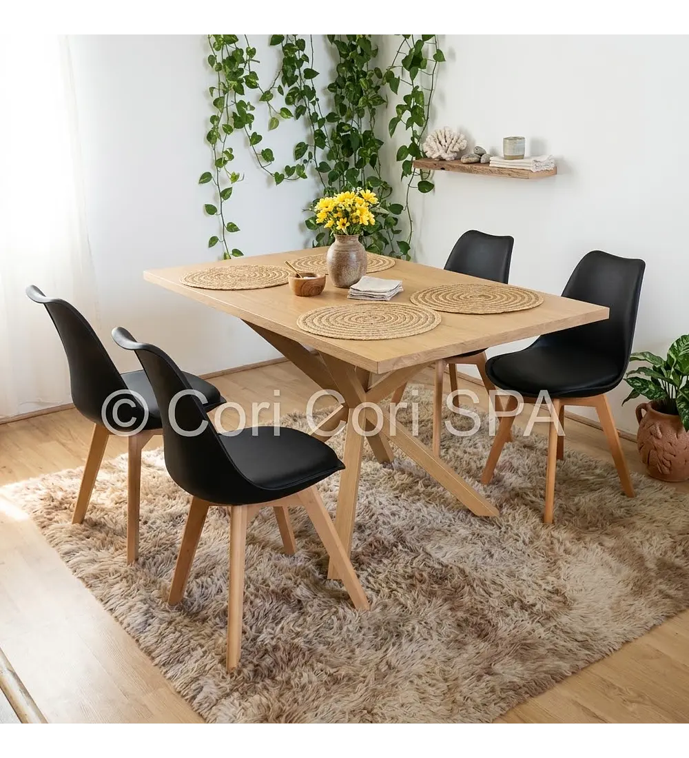 Comedor Madrid Natural  + 4 Sillas Tulip
