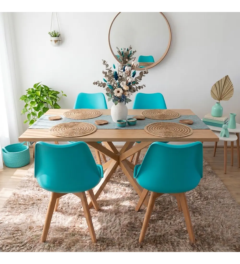 Comedor Madrid Natural  + 4 Sillas Tulip