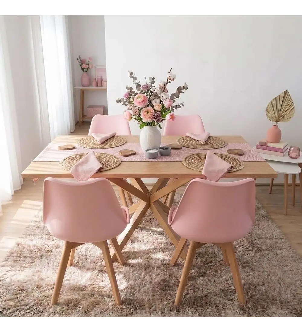 Comedor Madrid Natural  + 4 Sillas Tulip