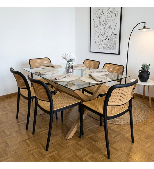 Comedor Medlock 140x90cm +  6 Sillas Delta