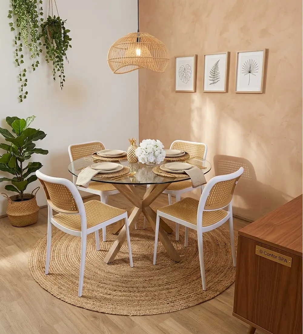 Comedor Mesa Warwick 100cm + 4 Sillas Delta 