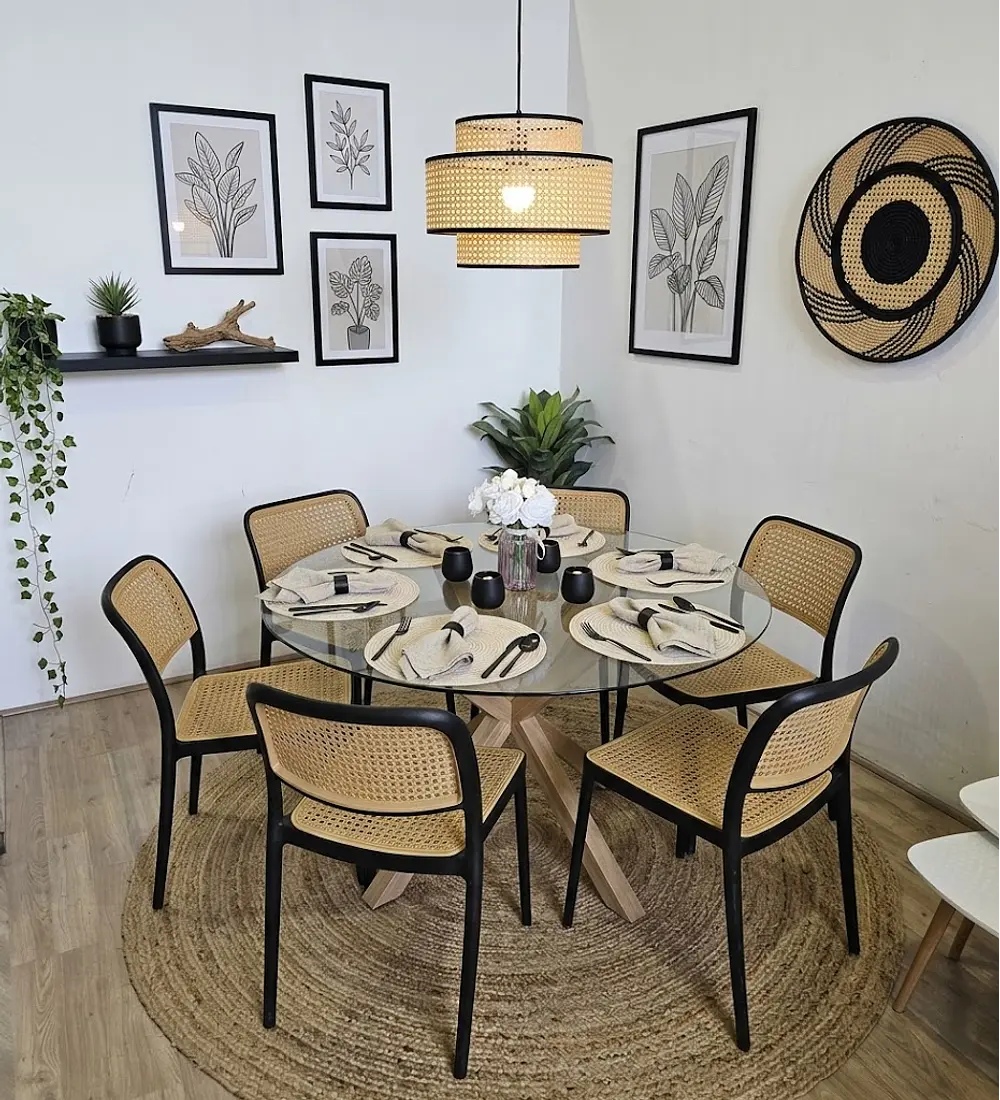 Comedor Mesa Warwick 120cm + 6 Sillas Delta 