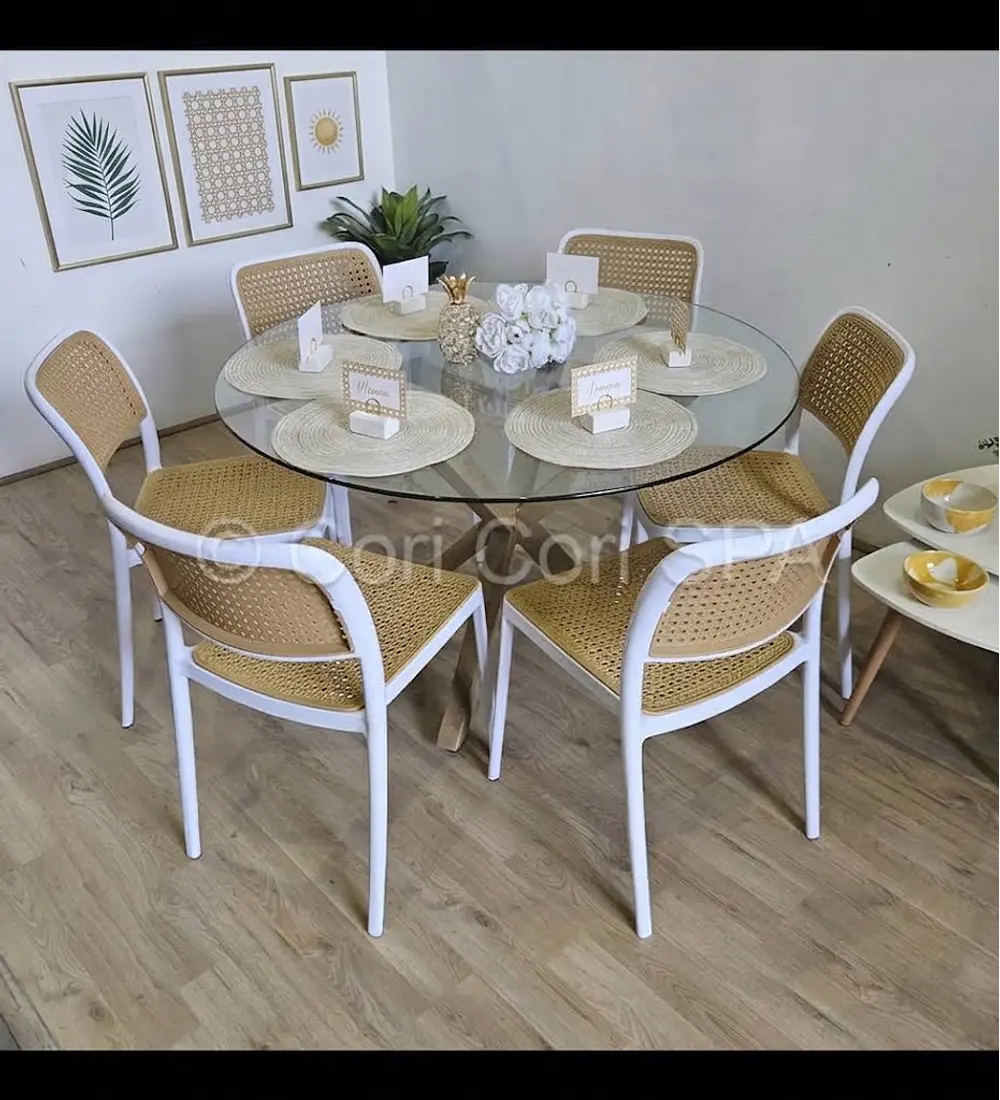Comedor Mesa Warwick 120cm + 6 Sillas Delta 