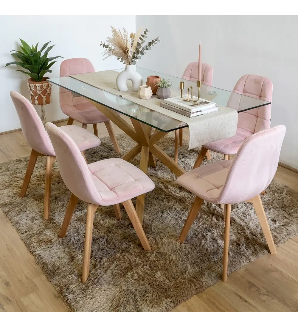 Comedor Madrid 140x80cms + 6 Sillas Capitonné Velvet 