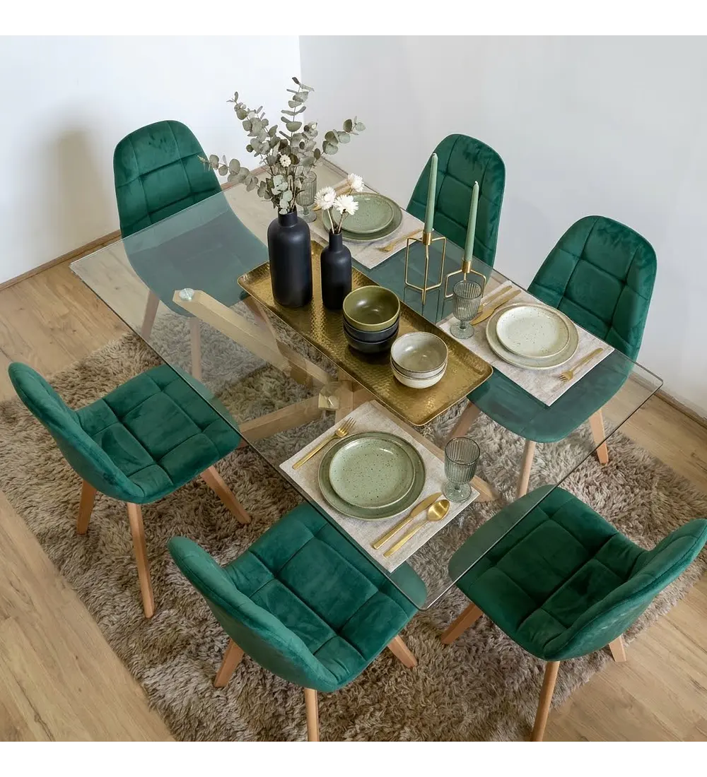 Comedor Madrid 140x80cms + 6 Sillas Capitonné Velvet 