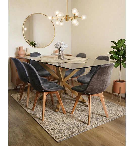 Comedor Madrid 160x90cms + 6 Sillas Capitonné Ecocuero Vintage