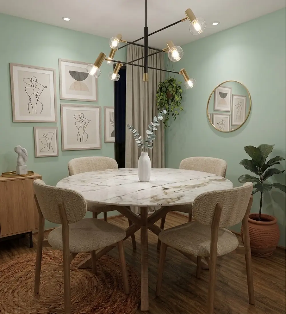 Comedor Mesa Warwick Stone Wood + 4 Sillas Cloud Lino