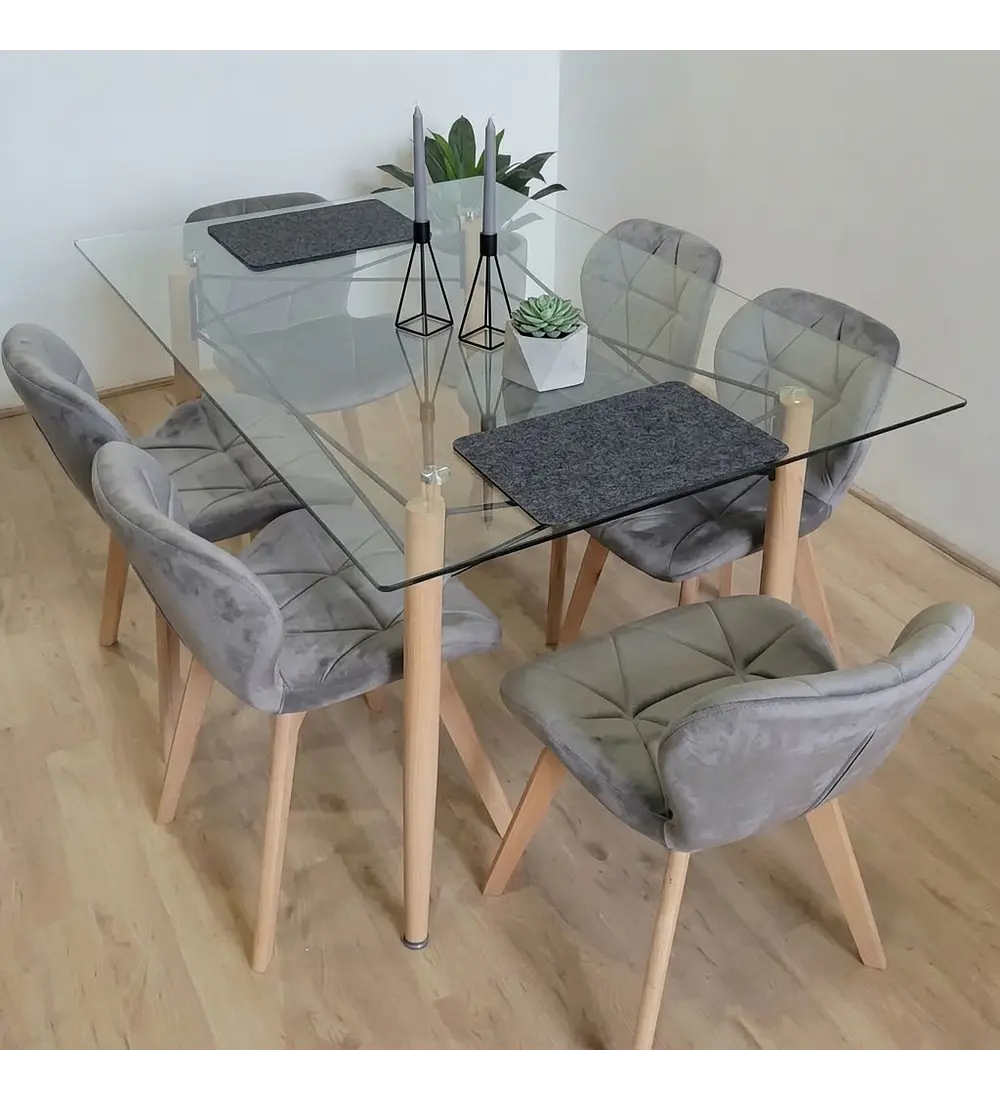  Mesa Crox 160 x 90cms  + 6  Sillas Mariposa Velvet 