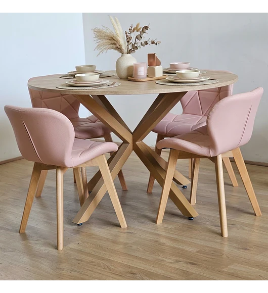 Comedor Warwick Melamina Wood 100cm + 4 Sillas Mariposa Ecocuero Wood
