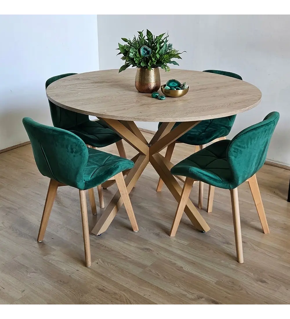 Comedor Warwick Melamina Wood 120cm + 4 Sillas Mariposa Velvet