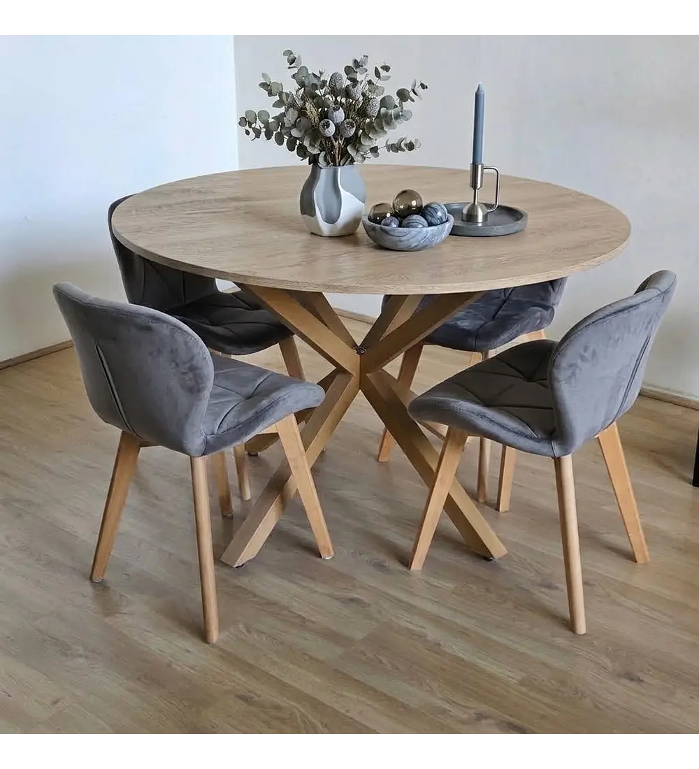 Comedor Warwick Melamina Wood 120cm + 4 Sillas Mariposa Velvet