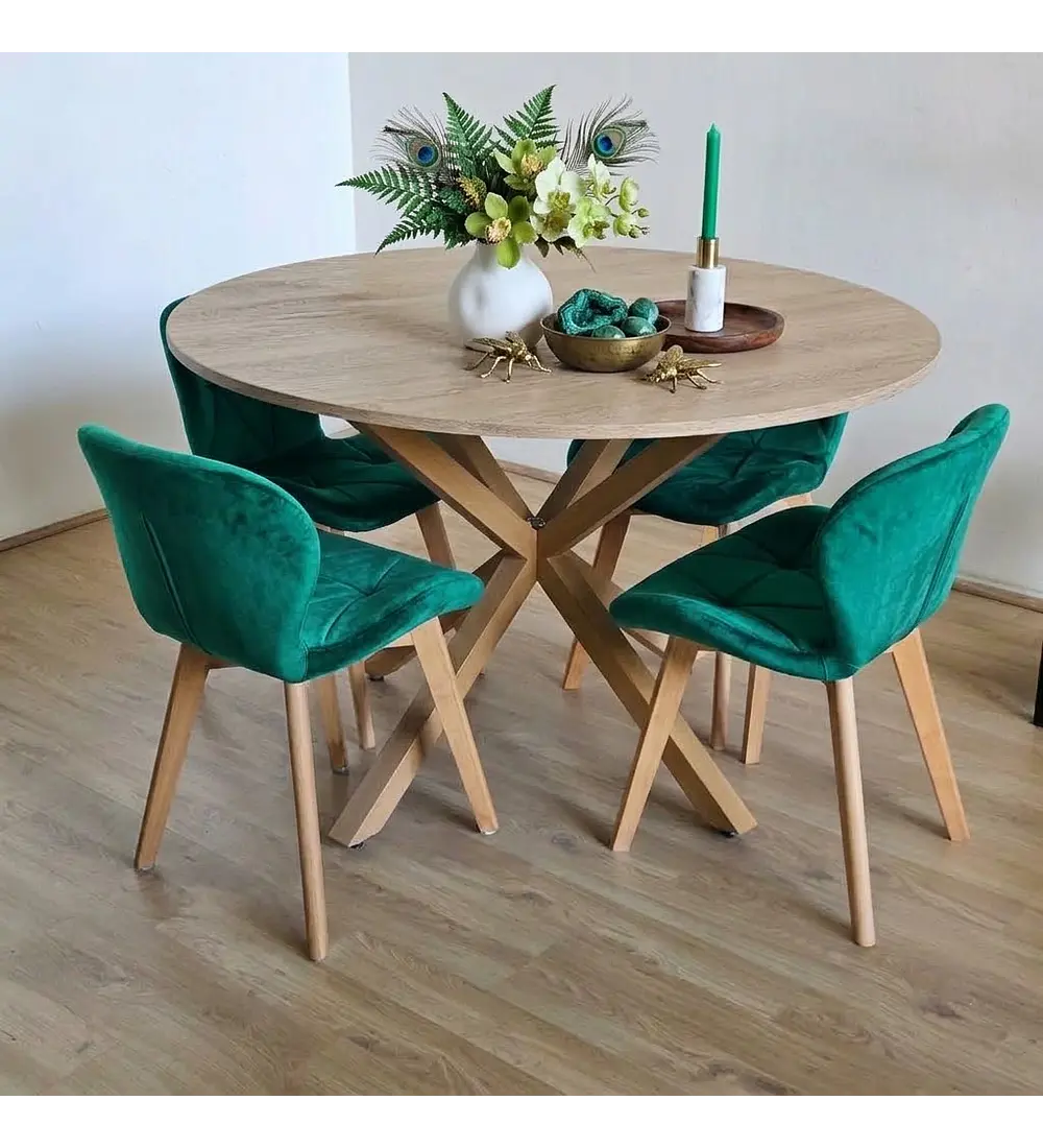 Comedor Warwick Melamina Wood 120cm + 4 Sillas Mariposa Velvet