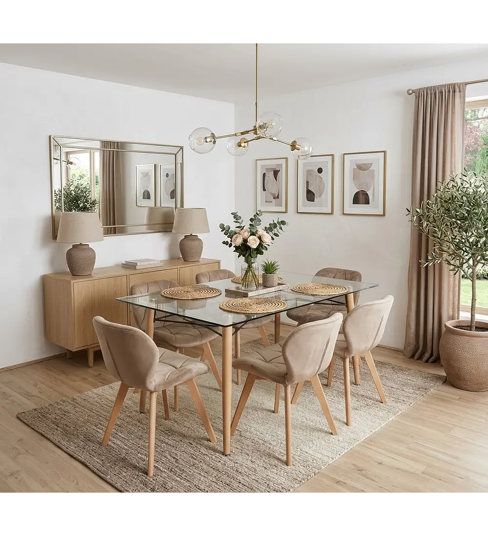  Mesa Crox 160 x 90cms  + 6  Sillas Mariposa Velvet 