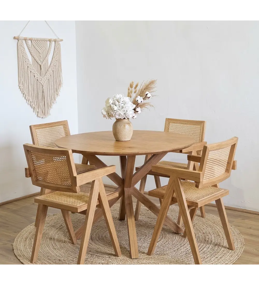 Comedor Mesa Warwick Wood + 4 Sillas Chandigarh Madera
