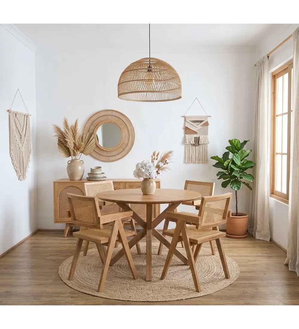 Comedor Mesa Warwick Wood + 4 Sillas Chandigarh Madera