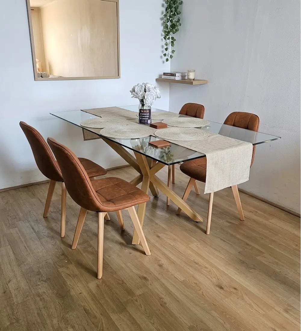 Comedor Madrid 140x80 cm + 4 Sillas Capitonné Ecocuero Vintage