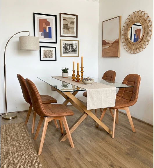 Comedor Medlock 140 x 90cm + 4  Sillas Capitonne Ecocuero Vintage