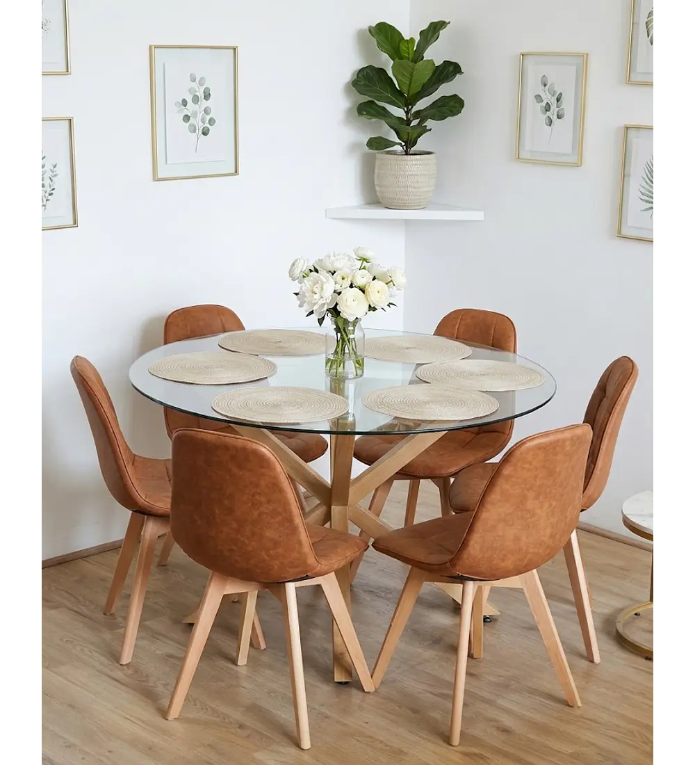 Comedor Warwick 120Cms + 6 Sillas Capitonne Vintage