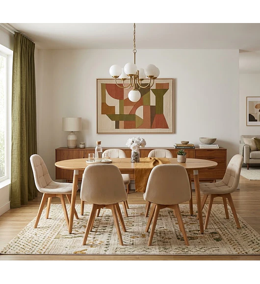 Comedor Mesa Expandible (100 - 180cms) + 6 Sillas Capitonne Velvet