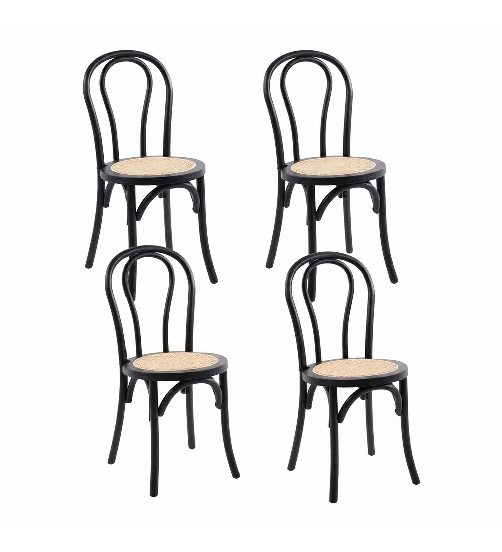 Pack 4 Sillas Amelia Madera Rattan