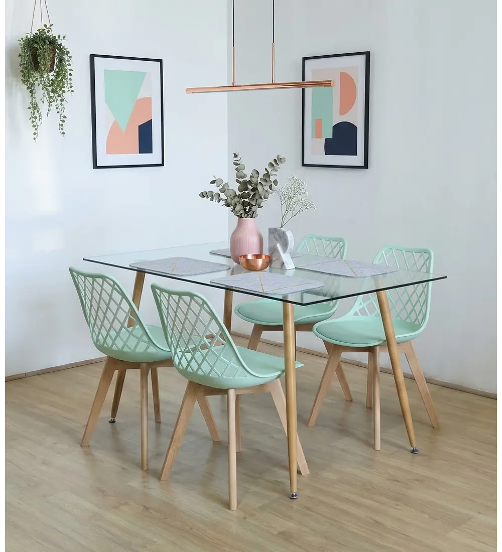 Comedor Rubi 120x80cm + 4 Sillas Tulip Mesh