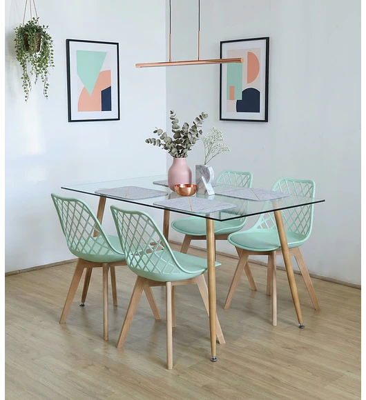 Comedor Rubi 120x80cm + 4 Sillas Tulip Mesh