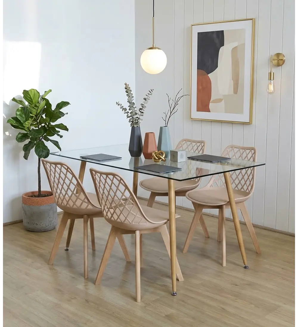 Comedor Rubi 120x80cm + 4 Sillas Tulip Mesh