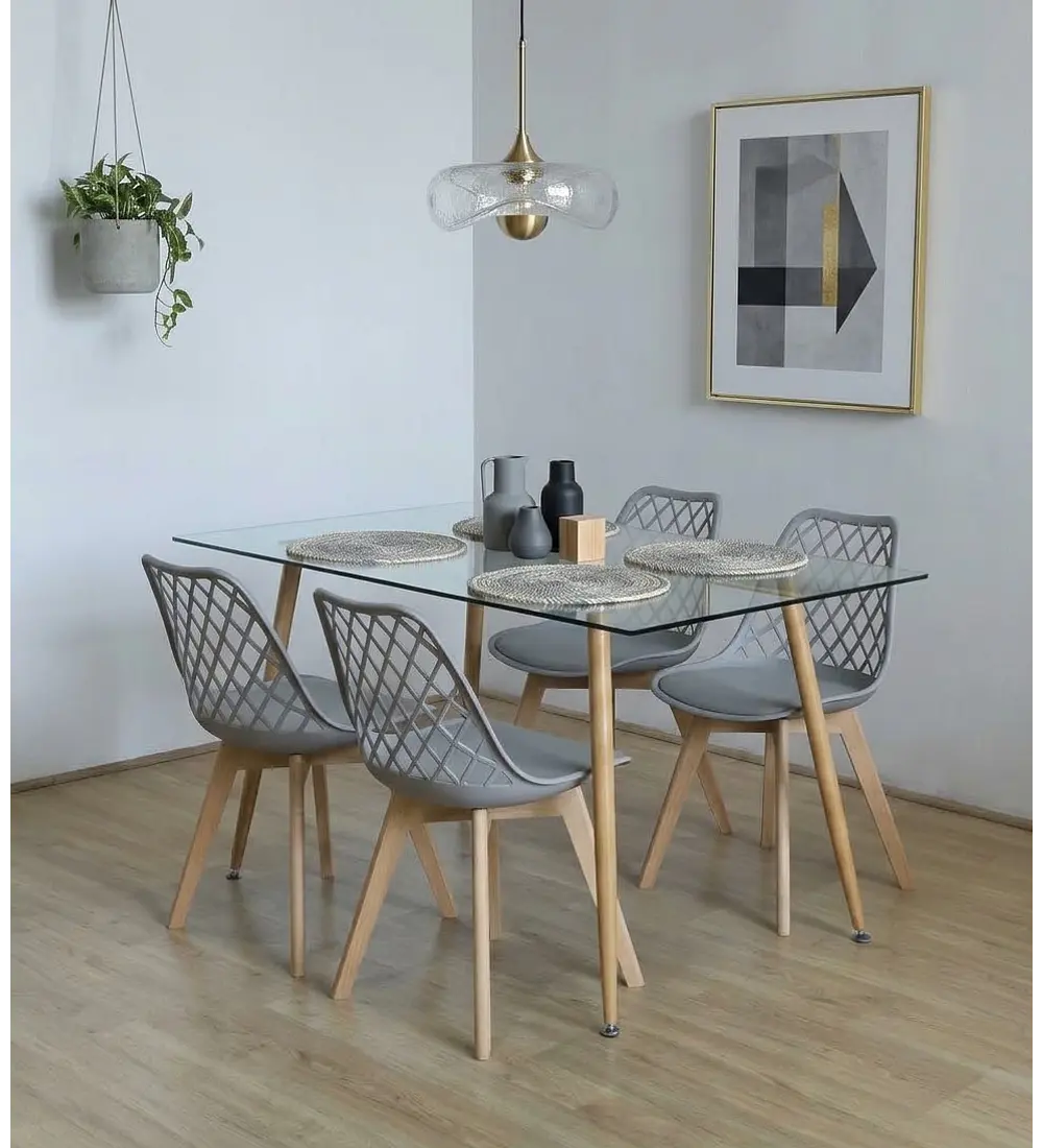 Comedor Rubi 120x80cm + 4 Sillas Tulip Mesh