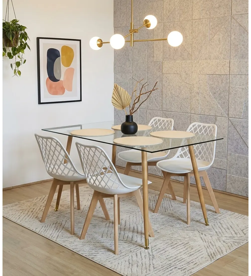 Comedor Rubi 120x80cm + 4 Sillas Tulip Mesh