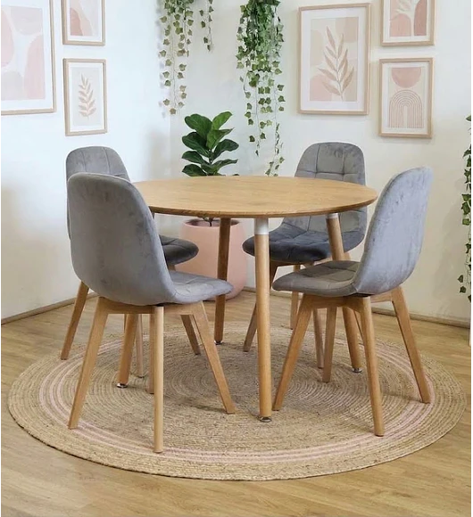 Comedor Mesa Aura Wood 120cms + 4 Sillas Capitonne Velvet
