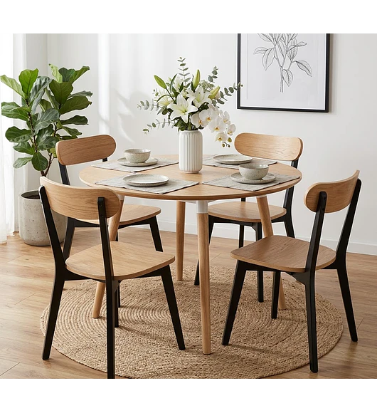 Comedor Mesa Expandible (100 - 180cms) + 4 Sillas Fresno