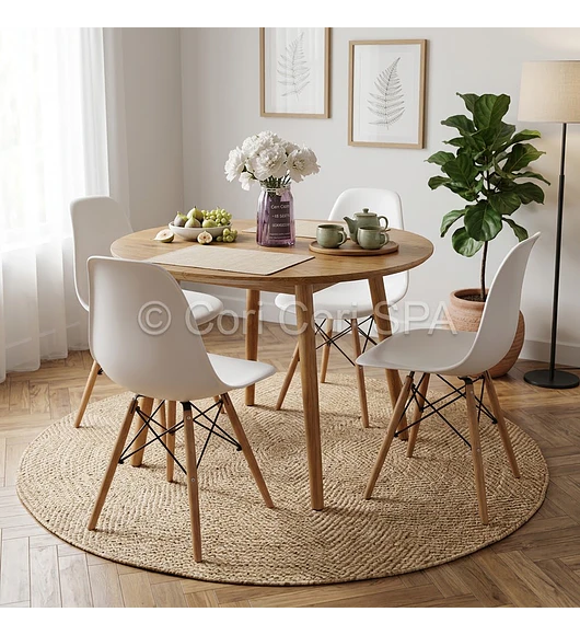 Comedor Mesa Expandible (100 - 180cms) + 4 Sillas Eames 