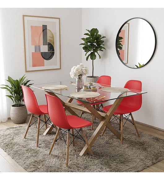 Comedor Medlock 140 x 90cm + 4 Sillas Eames 