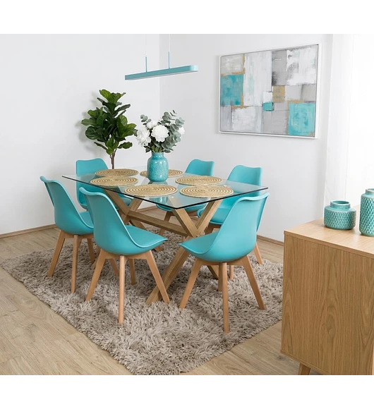 Comedor Medlock 140 x 90cm + 6 Sillas Tulip 