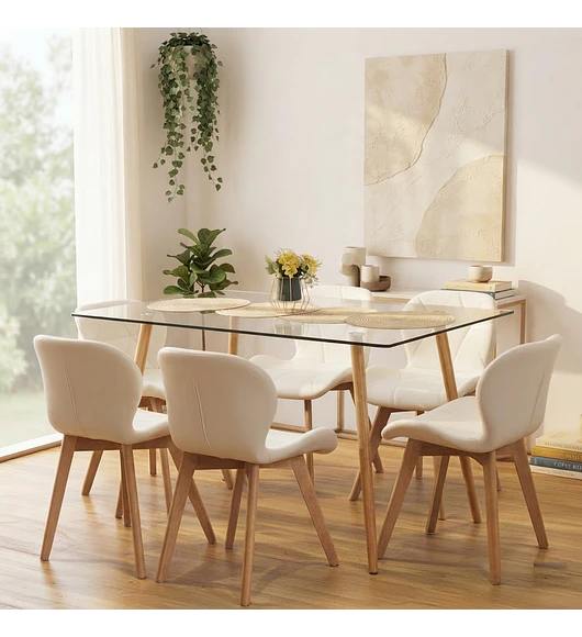 Comedor Rubi 120x80cms + 6 Sillas Mariposa Wood