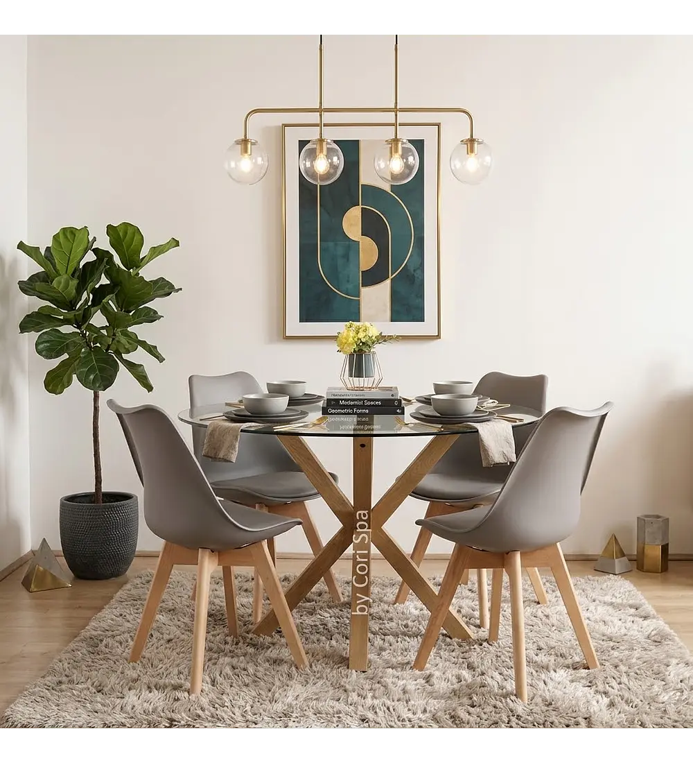 Comedor Warwick 100 cms + 4 Sillas Tulip