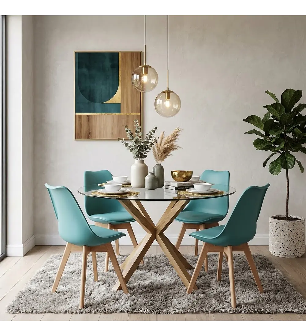 Comedor Warwick 100 cms + 4 Sillas Tulip