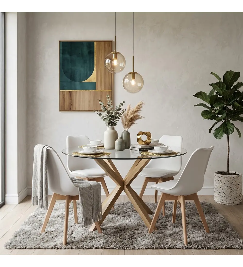 Comedor Warwick 100 cms + 4 Sillas Tulip