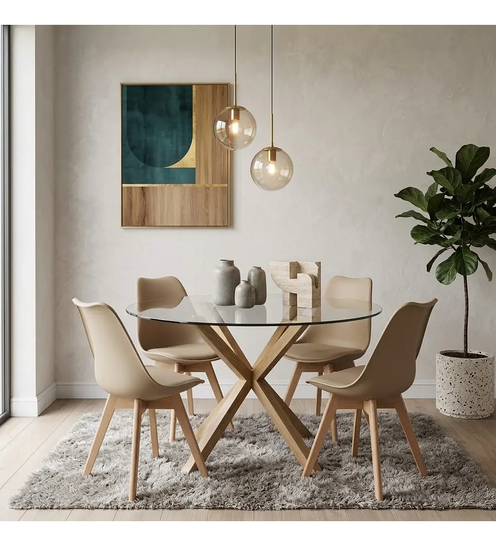 Comedor Warwick 100 cms + 4 Sillas Tulip