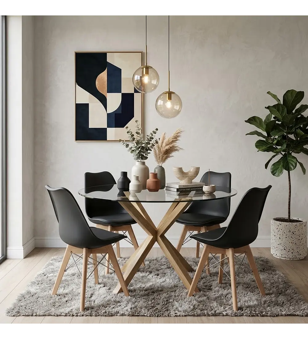 Comedor Warwick 100 cms + 4 Sillas Tulip