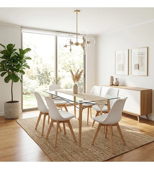  Comedor Mesa Crox 140 x 80cms +  6 Sillas Tulip