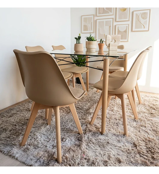  Comedor Mesa Crox 160 x 90cms +  6 Sillas Tulip