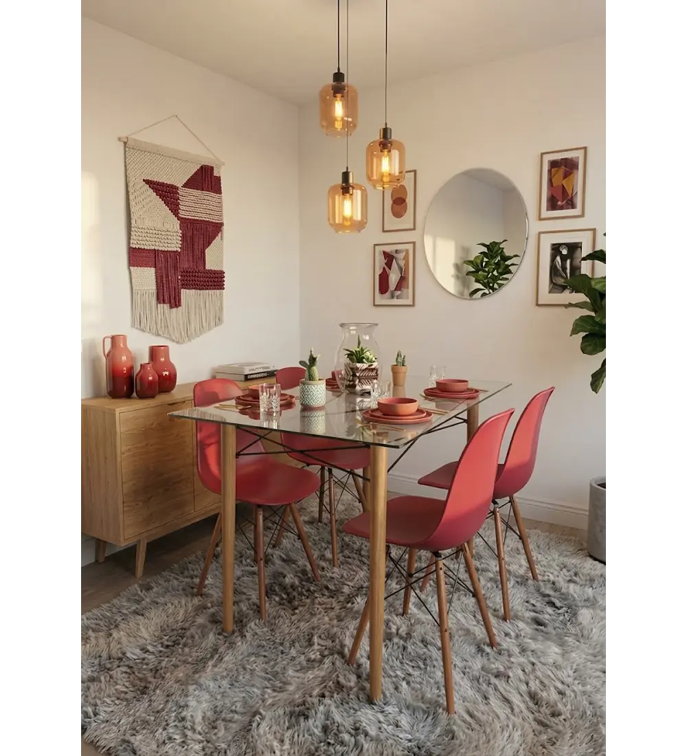 Mesa Crox 140x 90cms + 4 Sillas Eames Clasicas