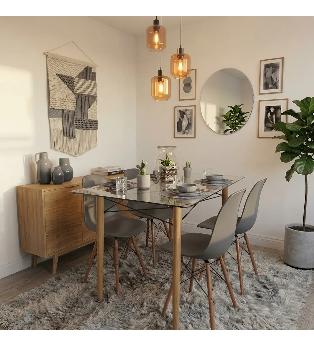 Mesa Crox 140x 90cms + 4 Sillas Eames Clasicas