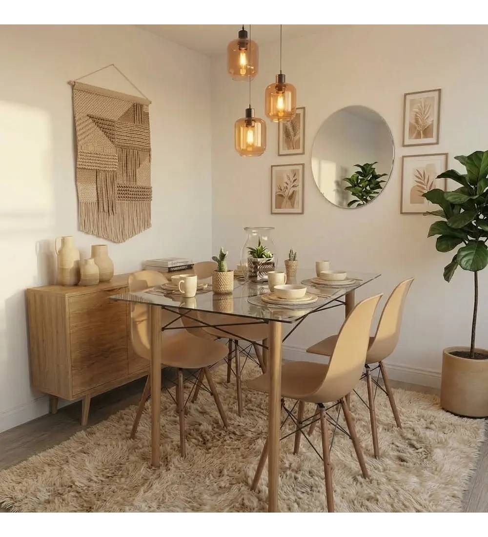 Mesa Crox 140x 90cms + 4 Sillas Eames Clasicas