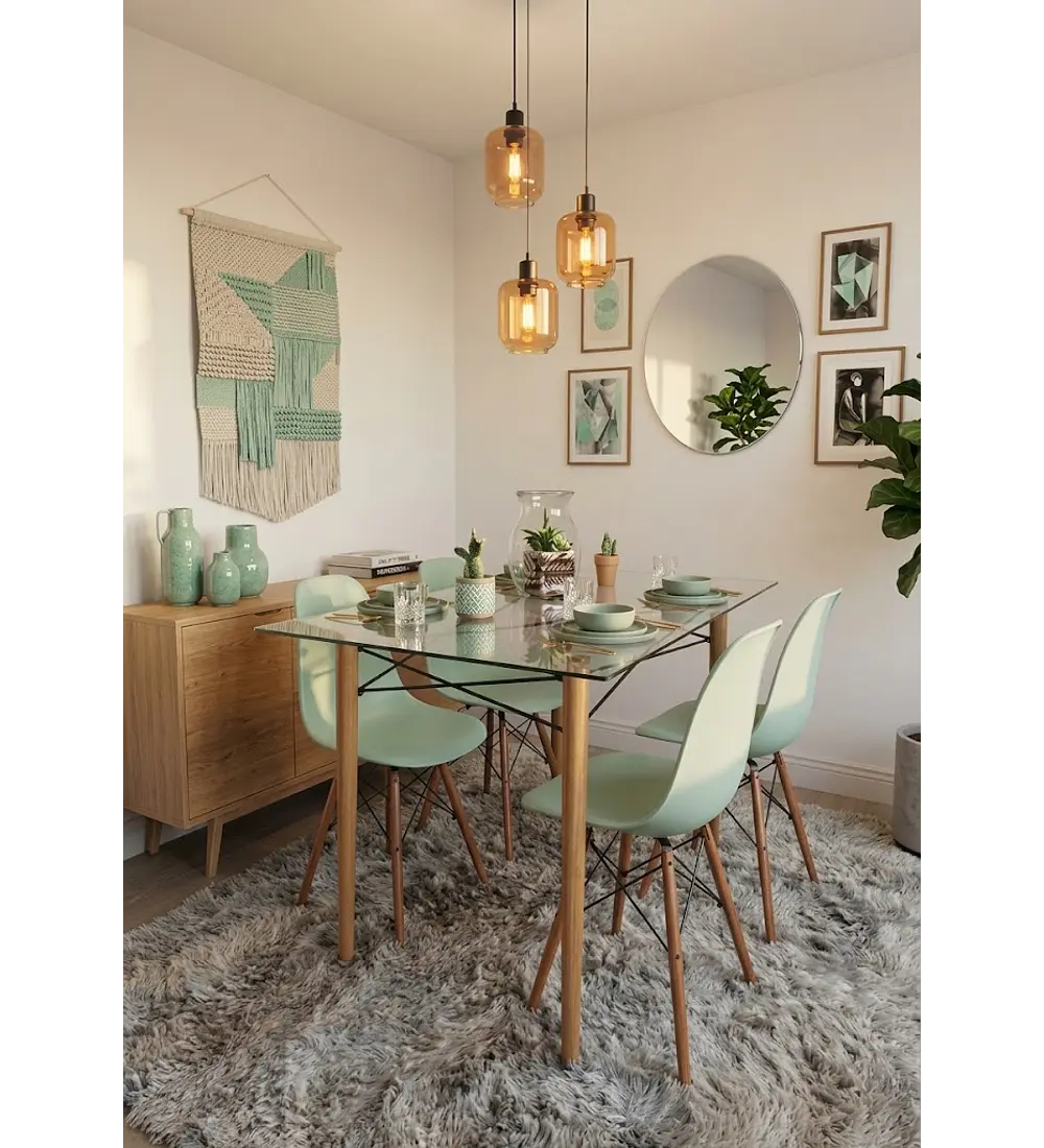 Mesa Crox 140x 90cms + 4 Sillas Eames Clasicas