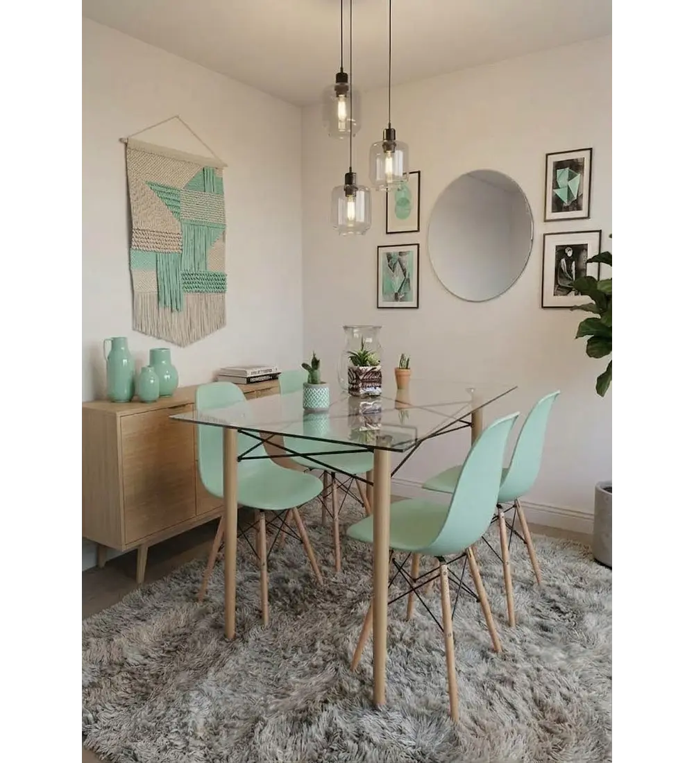 Mesa Crox 140x 90cms + 4 Sillas Eames Clasicas