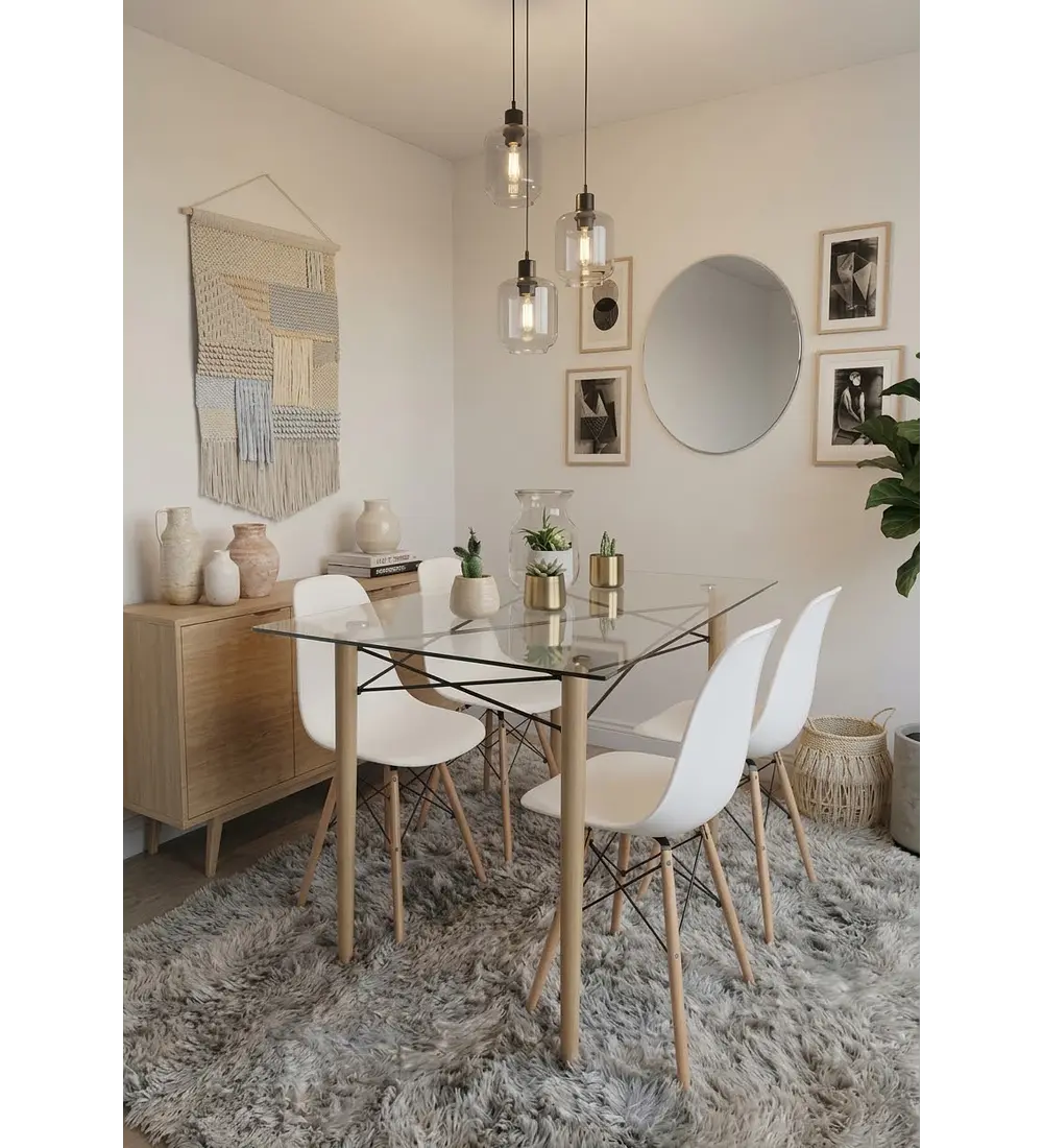 Mesa Crox 140x 90cms + 4 Sillas Eames Clasicas